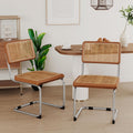 Brown Rattan Mid-Century Dining Chairs