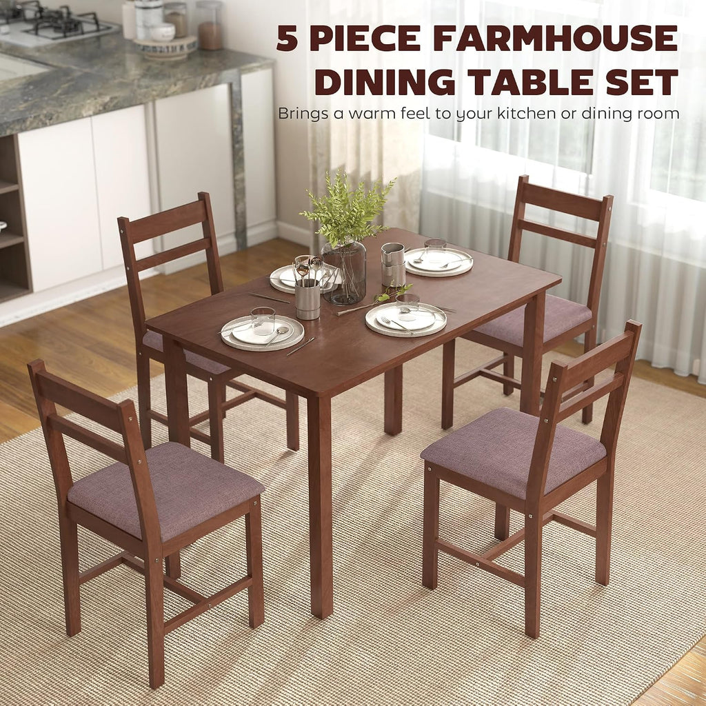 Brown 5-Piece Farmhouse Dining Set