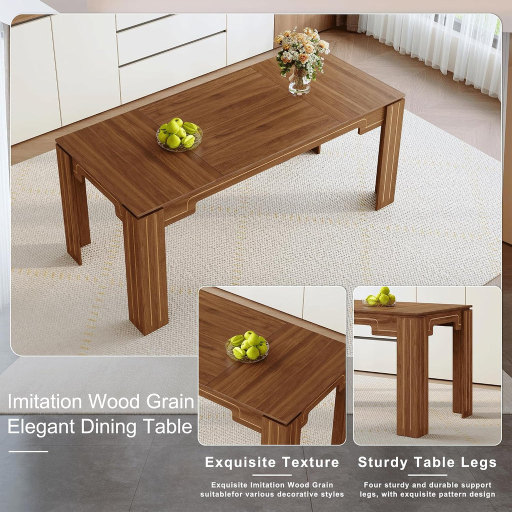 Walnut 8-Seat Farmhouse Dining Set