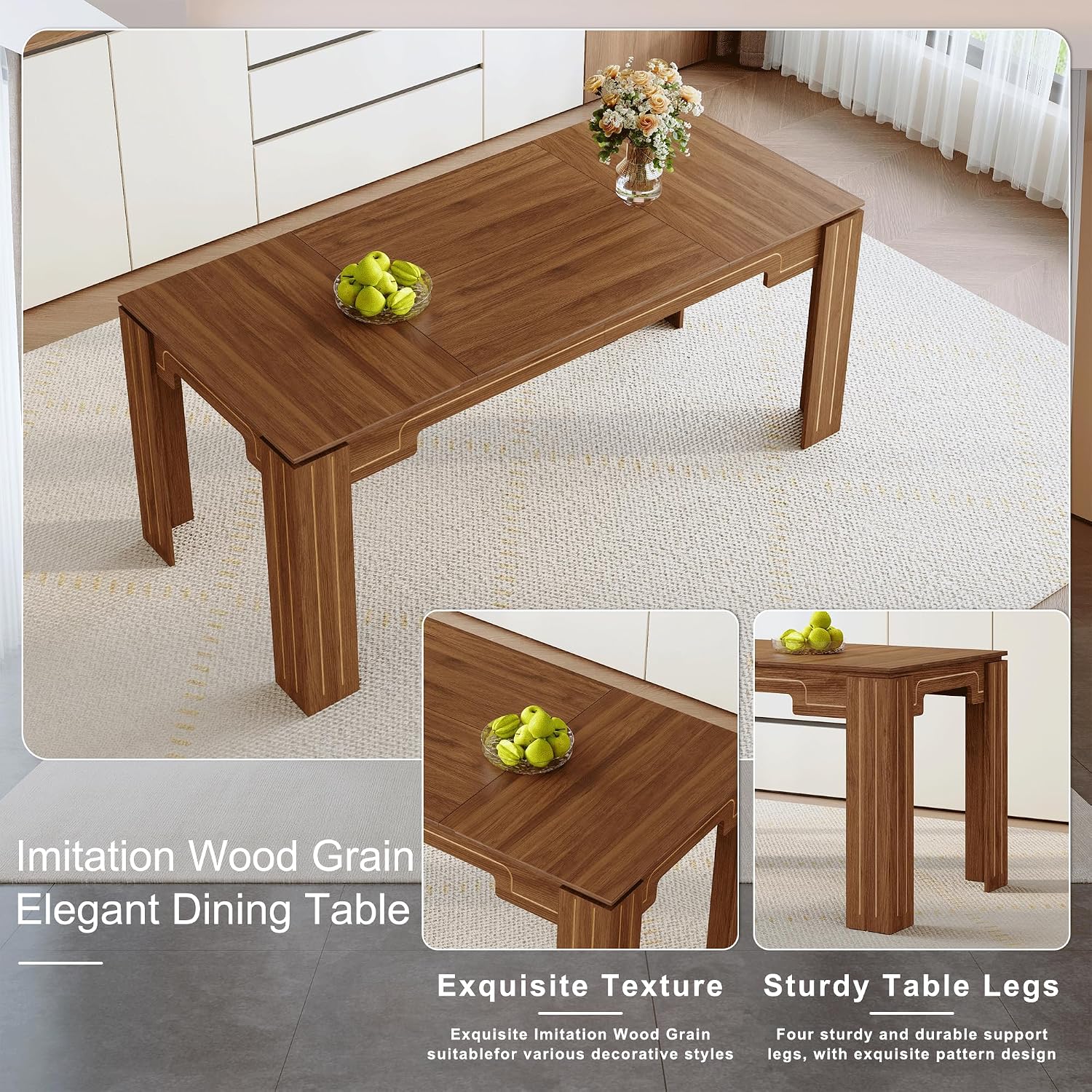 Walnut 8-Seat Farmhouse Dining Set