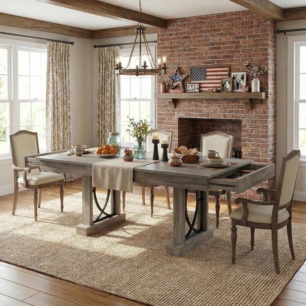 Gray Farmhouse Rectangular Dining Table