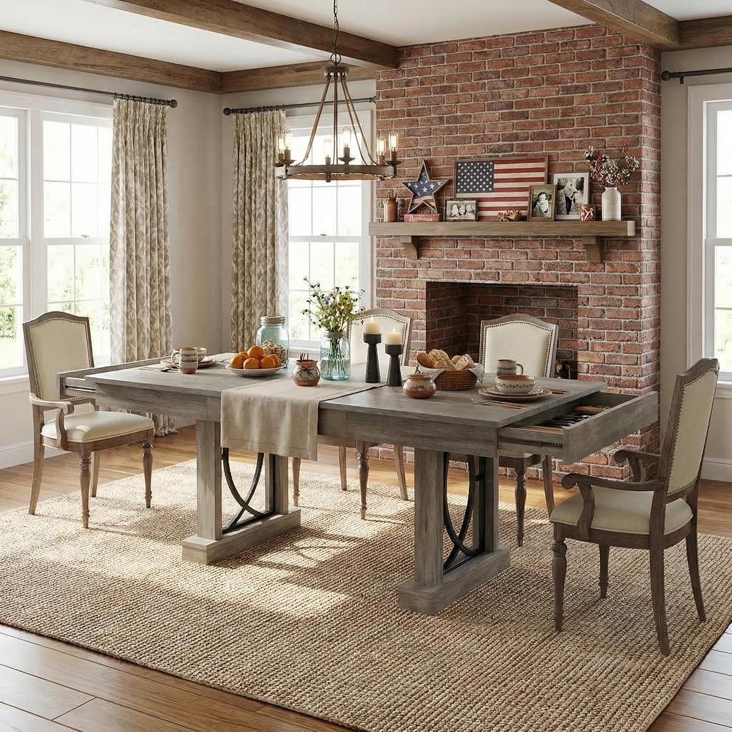 Gray Farmhouse Rectangular Dining Table