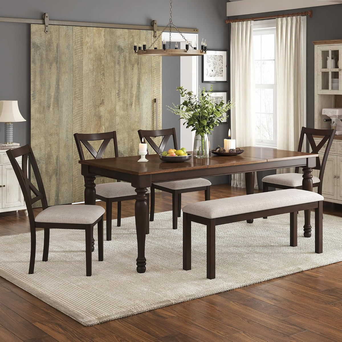 Brown 6-Piece Farmhouse Dining Set