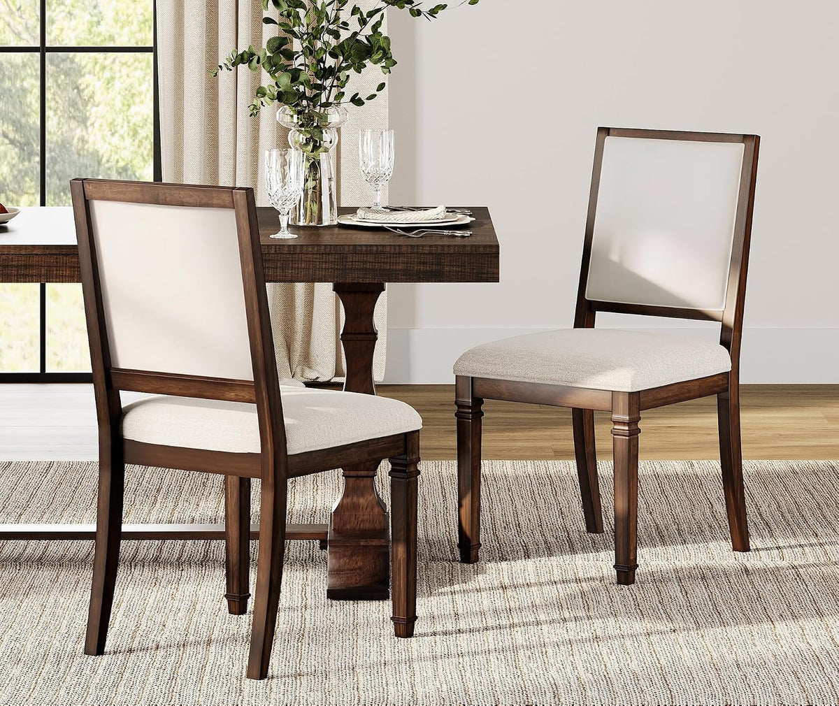 Walnut Fabric Vintage Dining Chairs