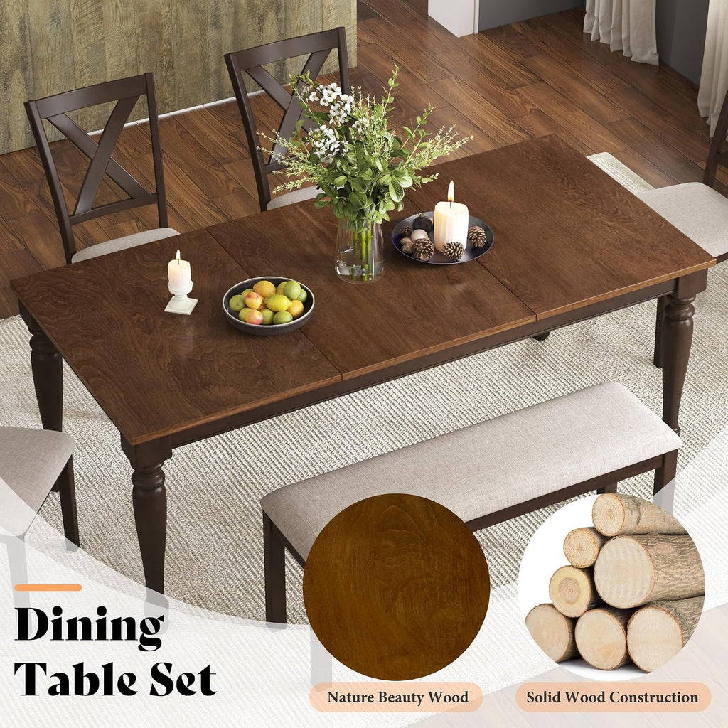 Brown 6-Piece Farmhouse Dining Set