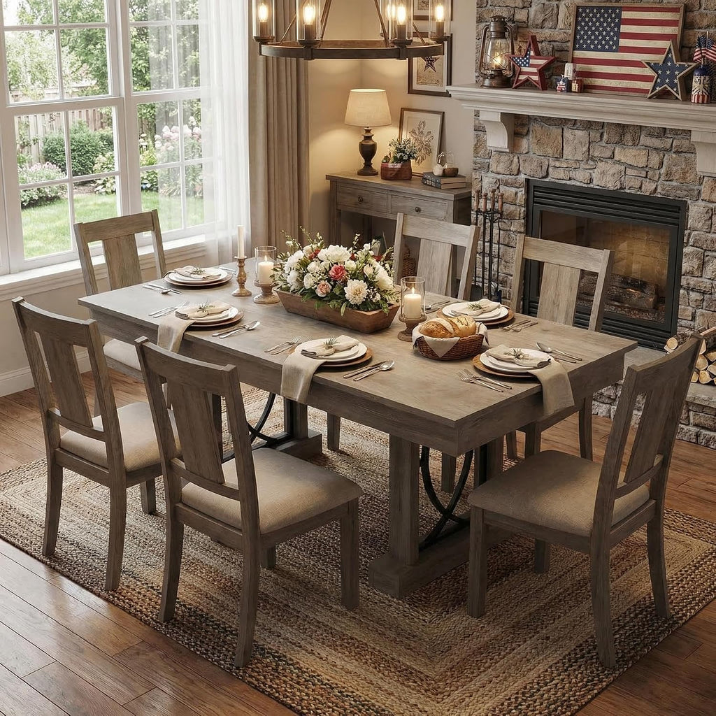Gray Farmhouse Rectangular Dining Table