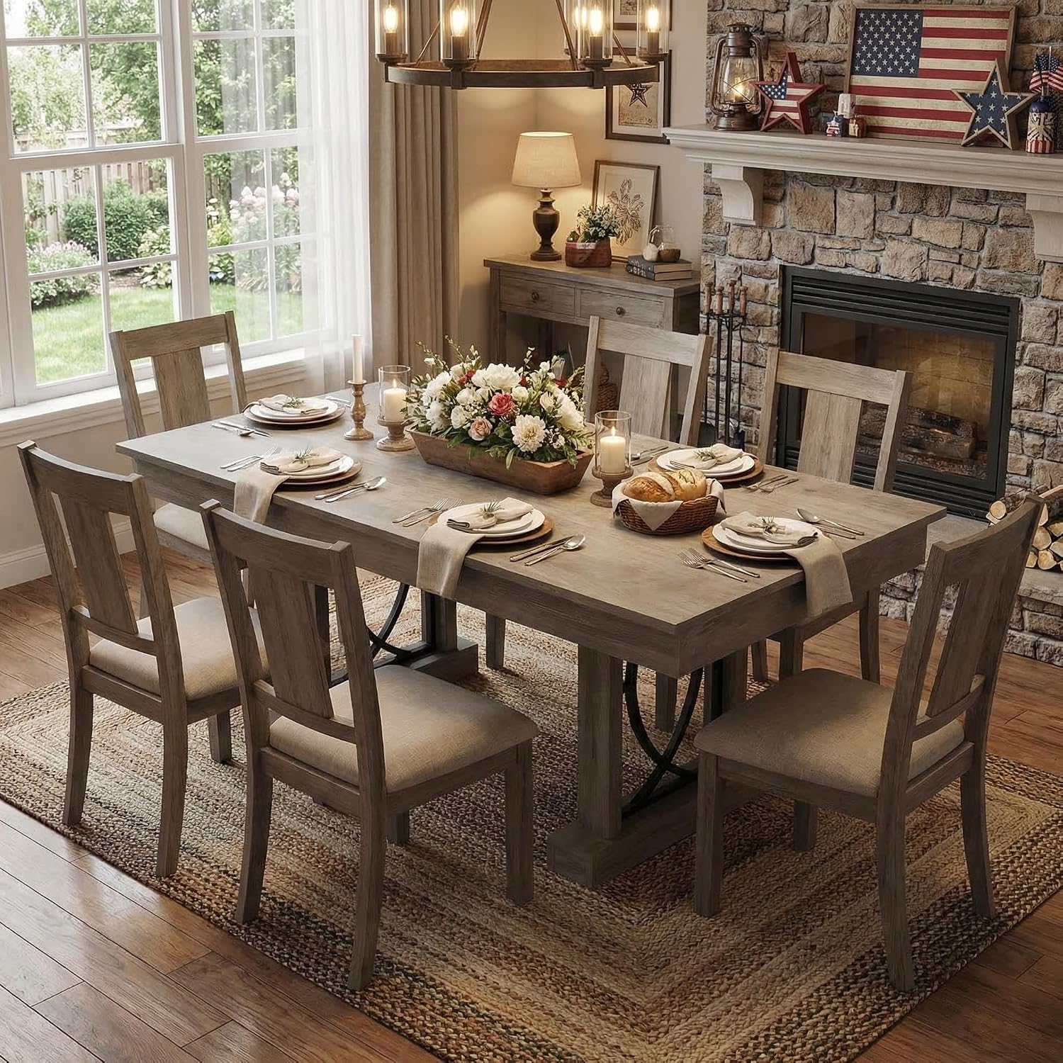 Gray Farmhouse Rectangular Dining Table