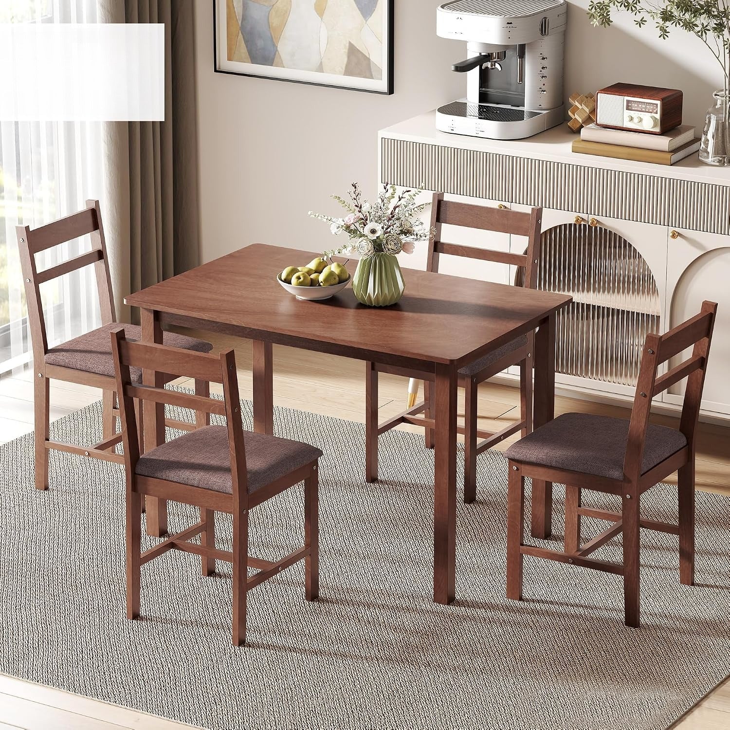 Brown 5-Piece Farmhouse Dining Set